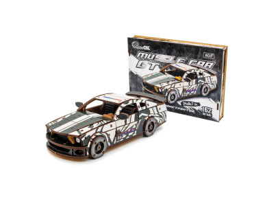 Дерев'яний 3D конструктор "Muscle car GT" Puz-00639 162 деталі білий