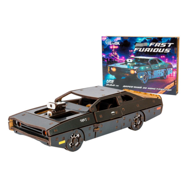 Деревяний 3D конструктор "Fast Furious" Puz-62519 125 деталей чорний