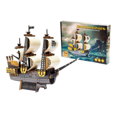 Дерев'яний 3D конструктор "Піратський корабель" Puz-00928 196 деталей
