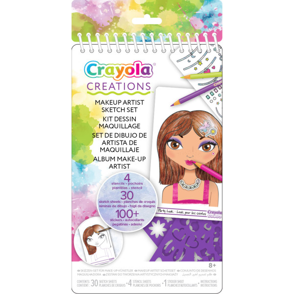 Crayola Creations Набір для творчості "Юний візажист" маленький, з наліпками та трафаретами, 30 сторінок Crayola Creations Набір для творчості "Юний візажист" маленький, з наліпками та трафаретами, 30 сторінок