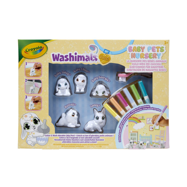 Washimals Набір для творчості "Домашні тваринки", з фломастерами 5 шт
