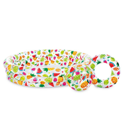 Дитячий надувний бассейн "Фрукти" 59469-3 з м'ячем та кругом Дитячий надувний бассейн "Фрукти" 59469-3 з м'ячем та кругом