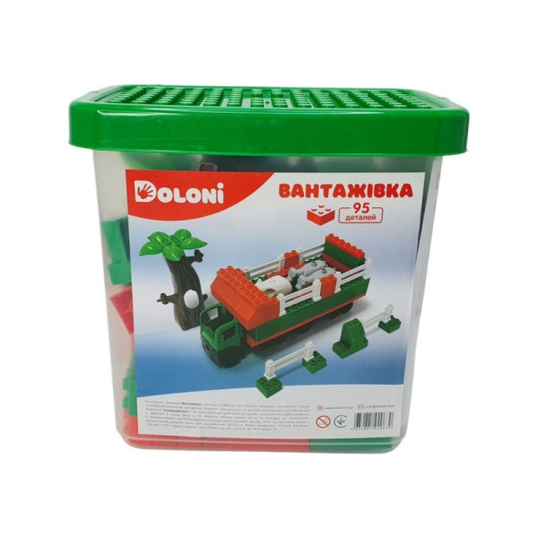 Конструктор "Вантажівка" 013888/10 в пластиковому боксі 95 деталей Конструктор "Вантажівка" 013888/10 в пластиковому боксі 95 деталей