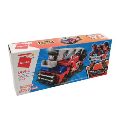 Дитячий Конструктор Qman 1416-1-6 транспорт 88 дет Lander Fire Truck