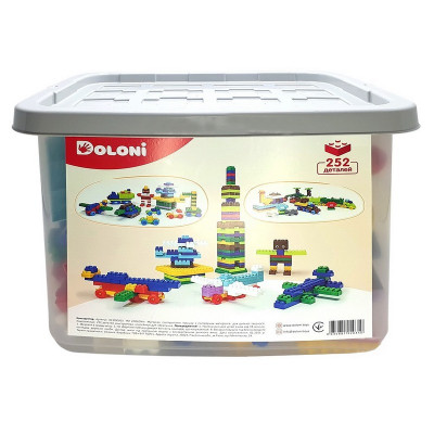 Дитячий блочний конструктор 013999/03 у пластиковому боксі 252 деталі
