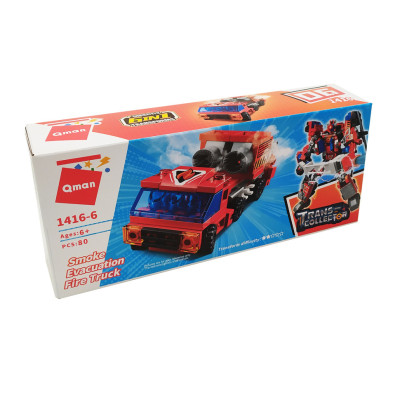 Дитячий Конструктор Qman 1416-1-6 транспорт 88 дет Smoke Evacuation Truck