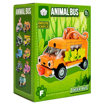 Дитячий конструктор Deer Bus BB121E-F серії "Animal Bus" 105 деталей