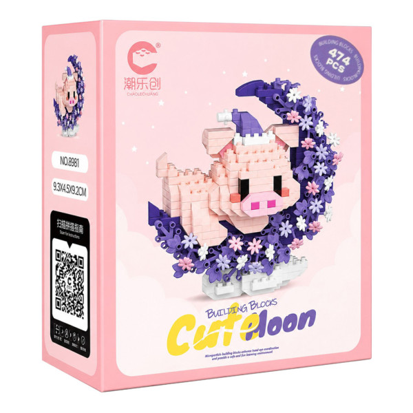 Дитячий конструктор Рожева свинка 8981 серії "Cute Moon" 474 деталі Дитячий конструктор Рожева свинка 8981 серії "Cute Moon" 474 деталі