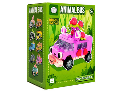 Дитячий конструктор Pink Bear Bus BB121E-H серії "Animal Bus" 112 деталей Дитячий конструктор Pink Bear Bus BB121E-H серії "Animal Bus" 112 деталей