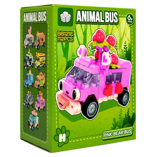 Дитячий конструктор Pink Bear Bus BB121E-H серії "Animal Bus" 112 деталей Дитячий конструктор Pink Bear Bus BB121E-H серії "Animal Bus" 112 деталей