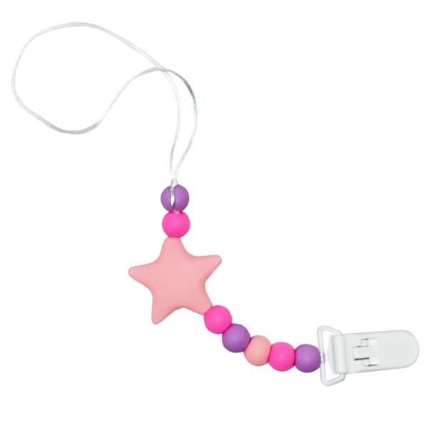 Ланцюжок для пустушки "Зірка" MGZ-0512(Pink) силіконовий