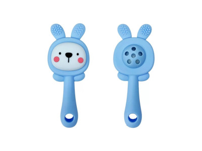 Силіконовий прорізувач-брязкальце "Зайка" MGZ-0427(Blue)