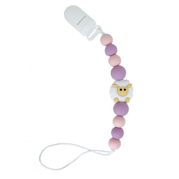 Силіконовий ланцюжок для пустушки «Овечка» Mega Zayka MGZ-0522-4 довжина 24 см