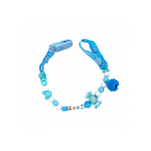 Ланцюжок для пустушки MGZ-0500(Blue) з дзвіночком Ланцюжок для пустушки MGZ-0500(Blue) з дзвіночком