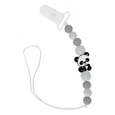 Ланцюжок для пустушки "Панда" MGZ-0509(Gray) силіконовий