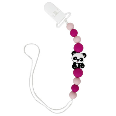 Ланцюжок для пустушки "Панда" MGZ-0509(Crimson) силіконовий