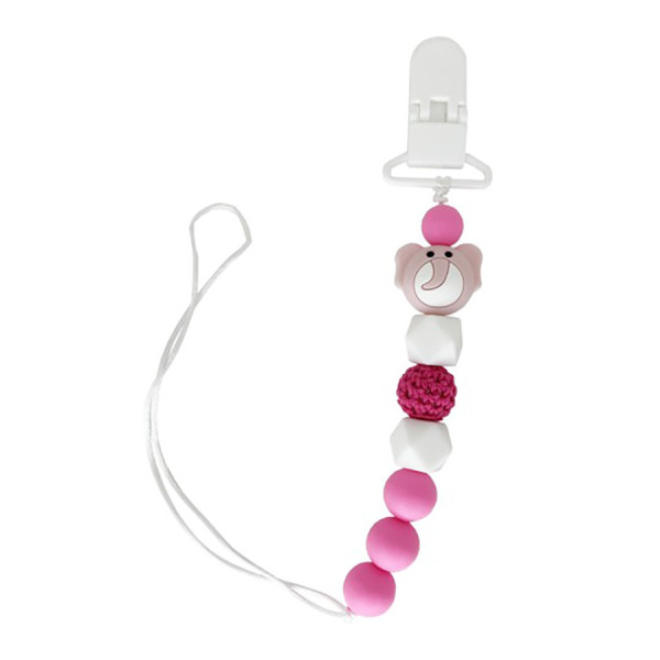 Ланцюжок для пустушки "Слон" MGZ-0508(Pink) силіконовий Ланцюжок для пустушки "Слон" MGZ-0508(Pink) силіконовий