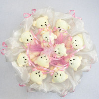 Букет з мяких іграшок 11 ведмедиків 5286IT біло-рожевий