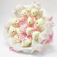 Букет з мяких іграшок 11 ведмедиків 5286IT біло-рожевий