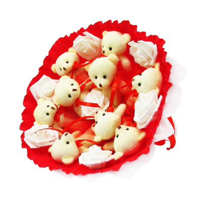 Букет з мяких іграшок 9 ведмедиків 5338IT червоний