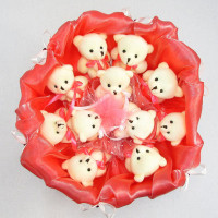 Букет з мяких іграшок 11 ведмедиків 5284IT кораловий