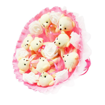 Букет з мяких іграшок 9 ведмедиків 5337IT рожевий