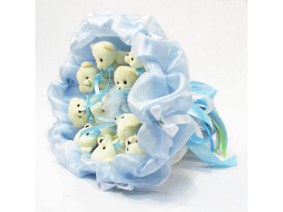 Букет з мяких іграшок 11 ведмедиків 5285IT небесно-блакитний