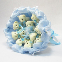 Букет з мяких іграшок 11 ведмедиків 5285IT небесно-блакитний