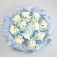 Букет з мяких іграшок 11 ведмедиків 5285IT небесно-блакитний