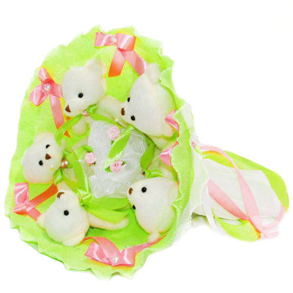 Букет з іграшок Ведмедики лайм 5344IT з 5ю іграшками