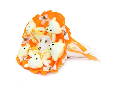 Букет з іграшок Ведмедики помаранчевий 5345IT з 5ю іграшками