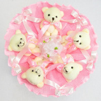 Букет з мяких іграшок 5 ведмедиків 5288IT рожевий
