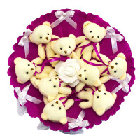 Букет з іграшок Ведмедики фуксія 5351IT з 9ю іграшками