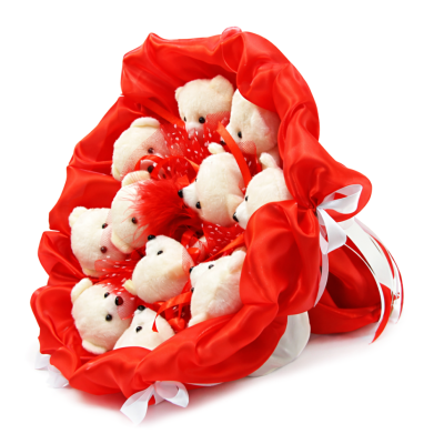 Букет з мяких іграшок 11 ведмедиків 5281IT червоний