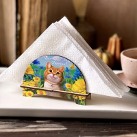 Деревяна серветниця "Рудий котик" Ubumblebees (ПСФ153) PSF153 декоративна