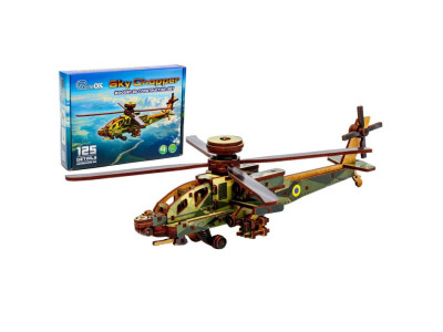 Дерев'яний 3D конcтруктор "Вертоліт" Puz-00954 125 деталей