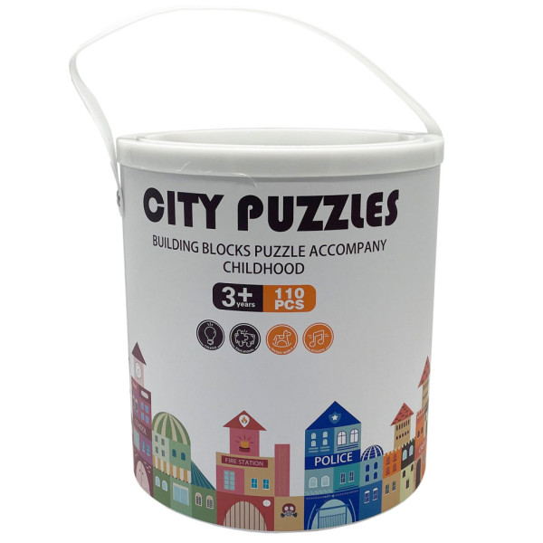 Дитячий деревяний конструктор "City Puzzles" C15058 110 деталей