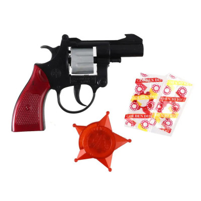 Іграшковий револьвер з пістонами та значком "DENA" Golden Gun 238GG