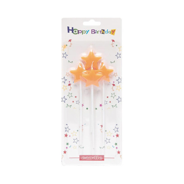 Набір свічок для торта "Зірочки" TL-1045(Peach) персиковий 4 штуки