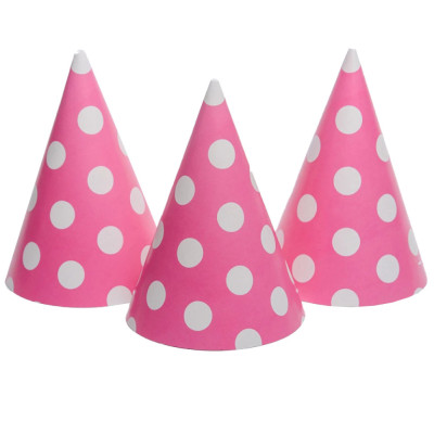 Ковпак святковий "Горошок рожевий" 7003-0011 15см в упаковці 20 шт
