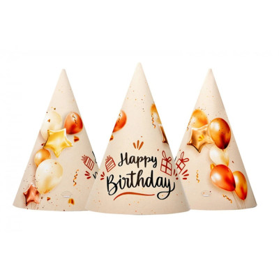 Ковпак святковий "Happy Birthday" кульки 7003-0063, 15см, в упаковці 20 шт