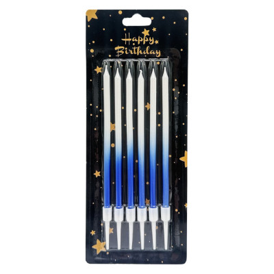 Набір свічок для торта "Градієнт" JY-1059(Blue) 6 штук розмір 13 см