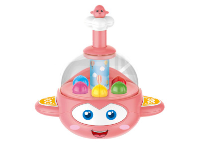 Дитяча дзиґа "Літак" Limo Toy BM1201 16 см Рожевий