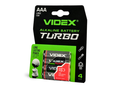 Батарейка лужна Videx LR03/AAA Turbo 4 шт BLISTER