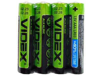 Батарейка лужна Videx Alkaline Videx LR3 AAAx4 LR03/AAA блістер 4 штуки мініпальчики блістер