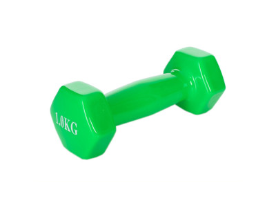 Гантель для фітнесу M 0289-GR з вініловим покриттям 1 кг зелений