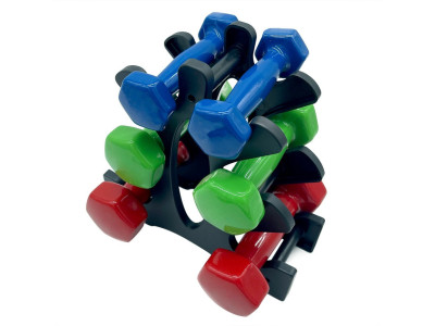 Набір вінілових гантелей на підставці Vinyl Dumbbell Set NE-VIN-125 2 шт по 1 кг 15 кг 2 кг