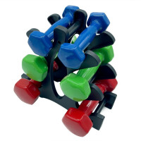 Набір вінілових гантелей на підставці Vinyl Dumbbell Set NE-VIN-125 2 шт по 1 кг 15 кг 2 кг