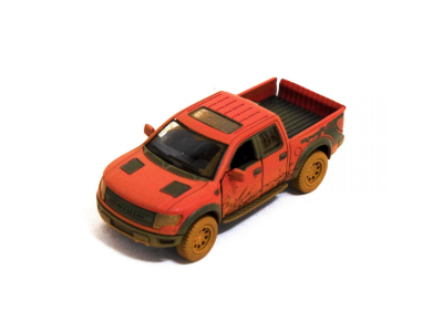 Дитяча модель машинки пікап Ford F-150 SVT Raptor-Supercrew Muddy Kinsmart KT5365WY інерційна 1:46 Red