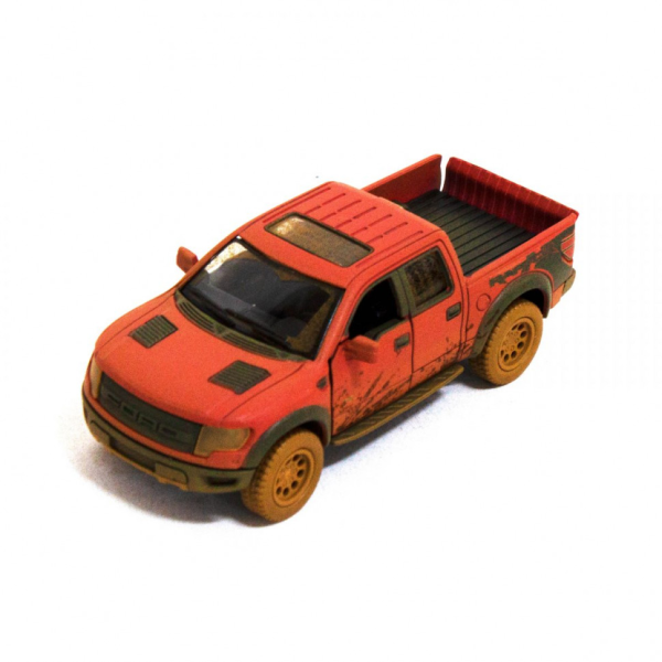 Дитяча модель машинки пікап Ford F-150 SVT Raptor-Supercrew Muddy Kinsmart KT5365WY інерційна 1:46 Red